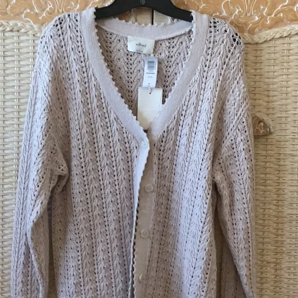Aritzia Wilfred Free Reverence Cardigan Vin Gris (like a light lavendar color). - Picture 5 of 14